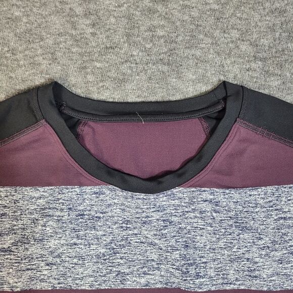 Lululemon Surge Warm Crew Mens Size L Bold Stripe Black Cherry Heathered Navy - Picture 3 of 10